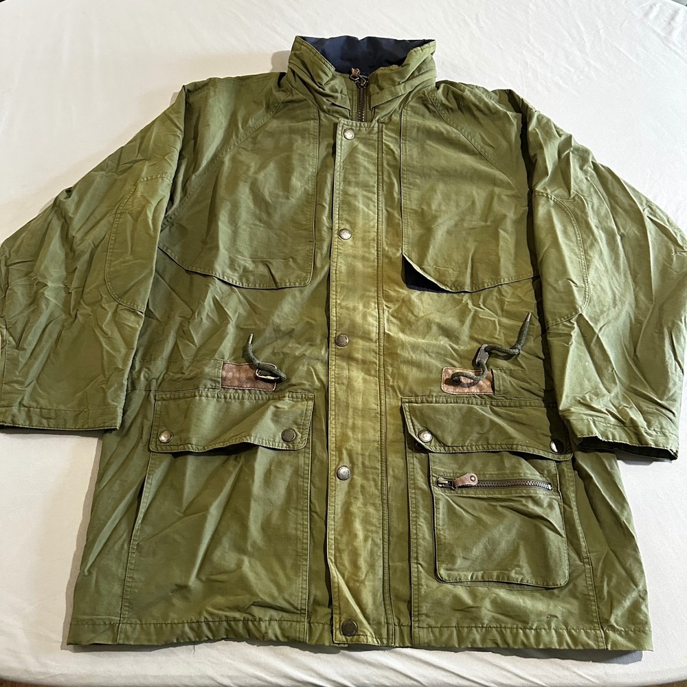 London Fog Field Jacket Mens Large Regular Olive Green Good Utility Military